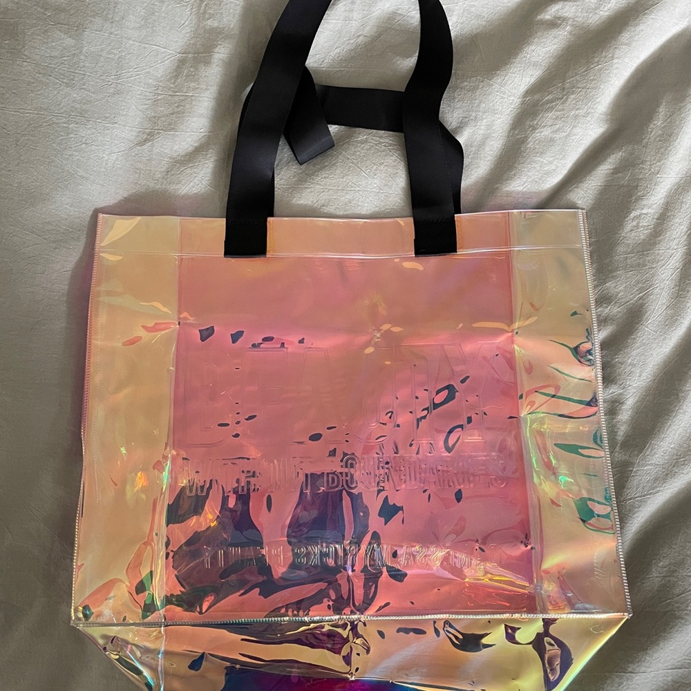 Danessa Myricks Beauty Pink and Black Tote Bag with Holographic Finish
